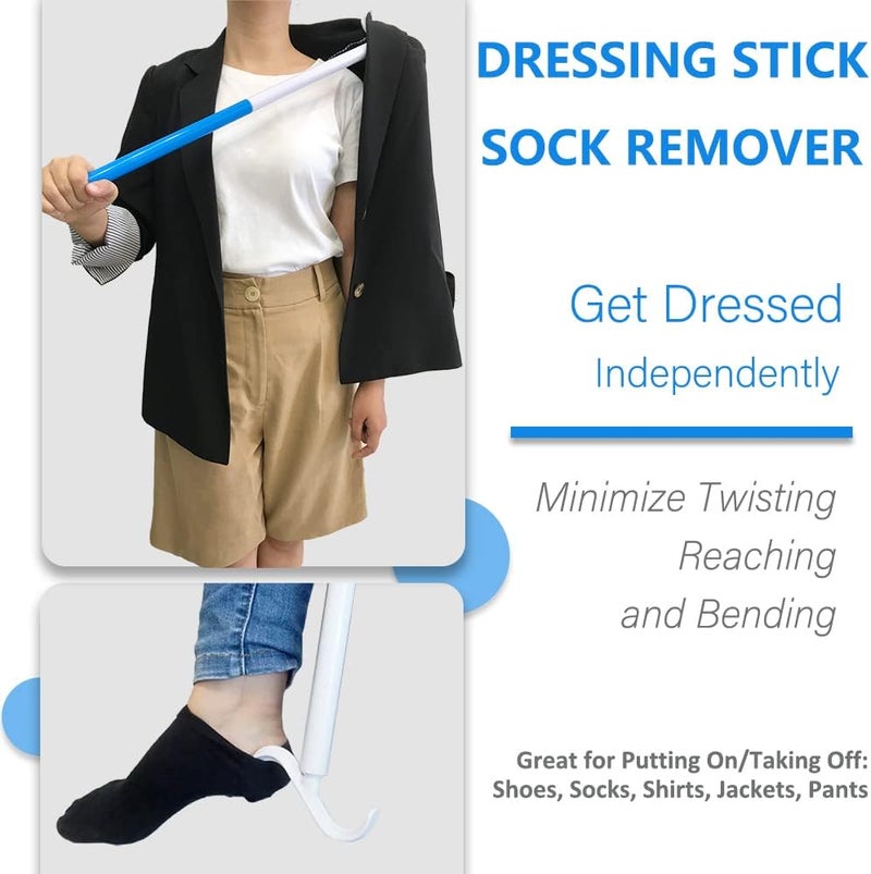 Phantawell 35.5 Inch Long Handled Shoe Horn, Dressing Stick, Sock Remover Aid Helper - Versatile, Adjustable Dressing Aid for Shoes, Socks, Shirts, Pants - Long Shoe Horn, Shoe Horn Long Handle for Seniors - Image 3